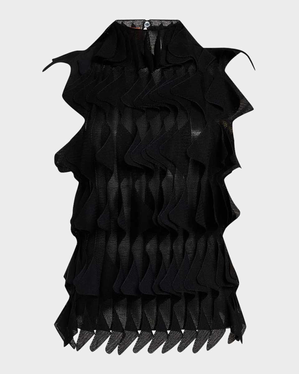 Pointed Ruffle Sleeveless Top